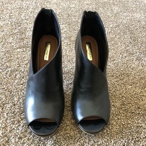 Halogen open toe booties, Black